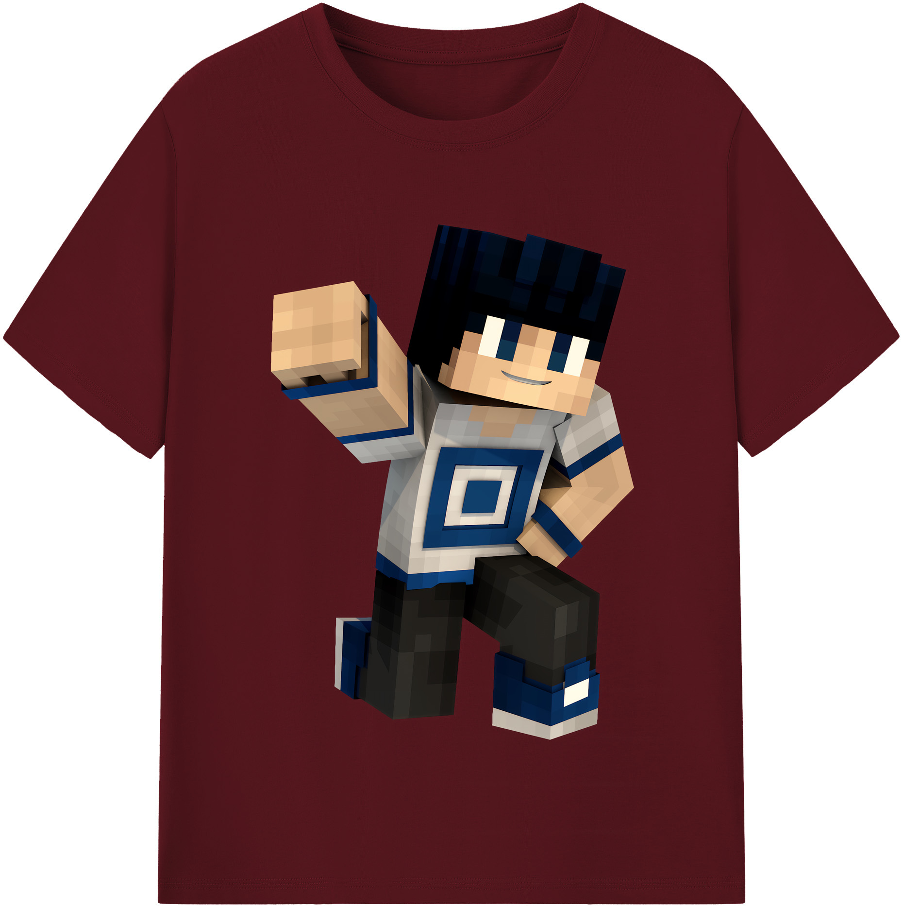 （画像用） マインクラフト ブロックの世界 Minecraft MC Block world 綿100％半袖Tシャツ（フロントプリント）
